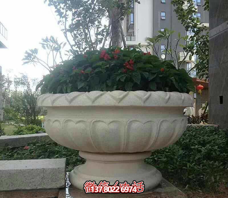 精美巨型大理石石雕花盆雕塑，讓你的別墅街道更加精彩