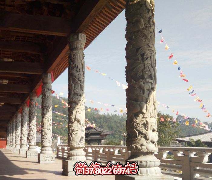 傳承古典藝術，精美石雕龍柱漢白玉浮雕