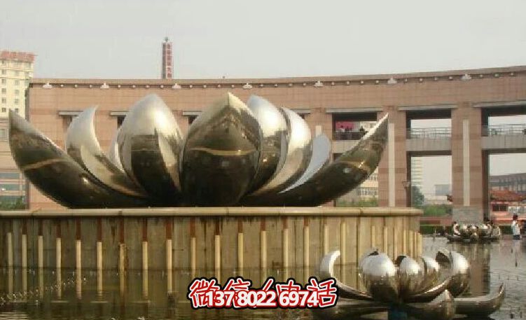 不銹鋼荷花雕塑，美化家園，增添小區公園戶外環境