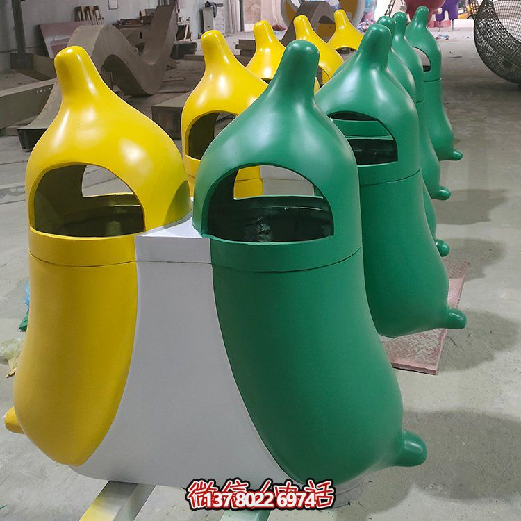 創(chuàng)意玻璃鋼垃圾桶，家庭園林裝飾擺件