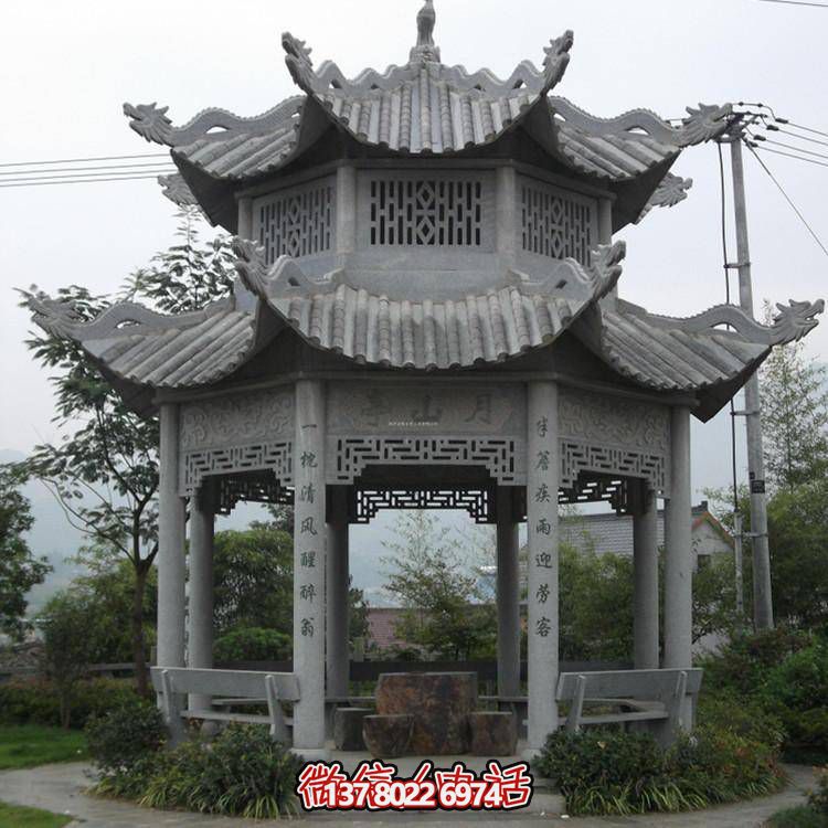 仿古青石涼亭，美觀大方，雕塑精美