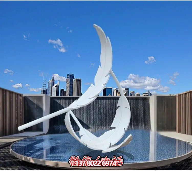 大型不銹鋼鏡面羽毛雕塑，創(chuàng)意園林景觀裝置