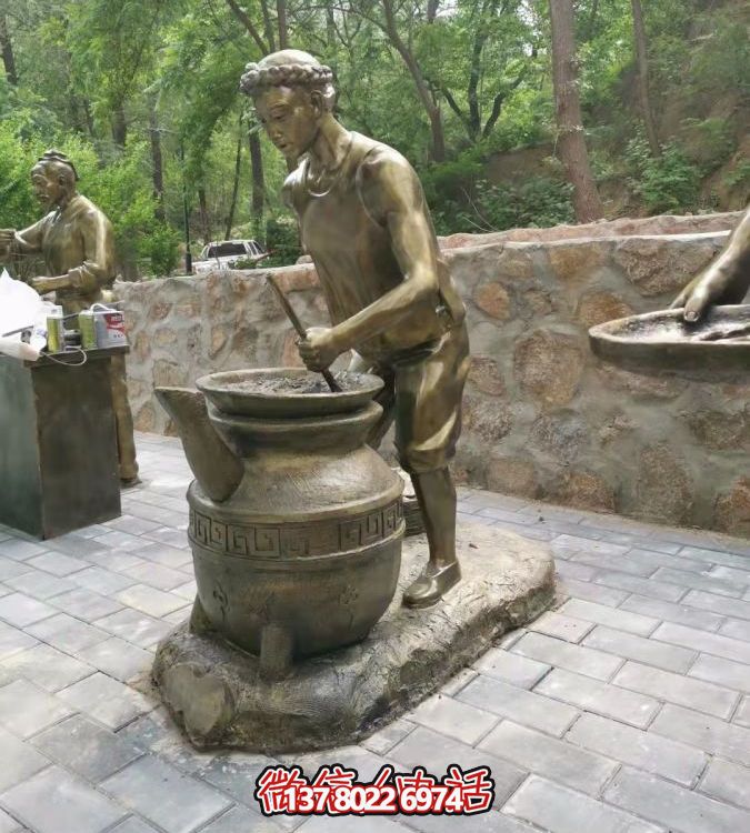 仿銅情景人物玻璃鋼雕塑，環(huán)境美化街道戶外小品
