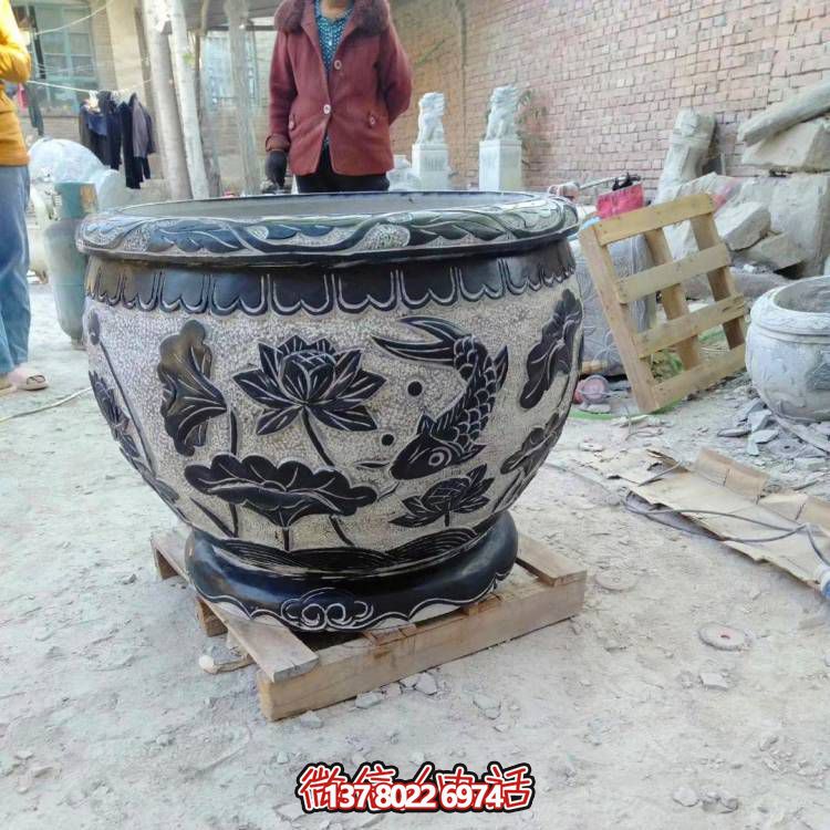 天然石頭缸，仿古雕刻，裝點家園