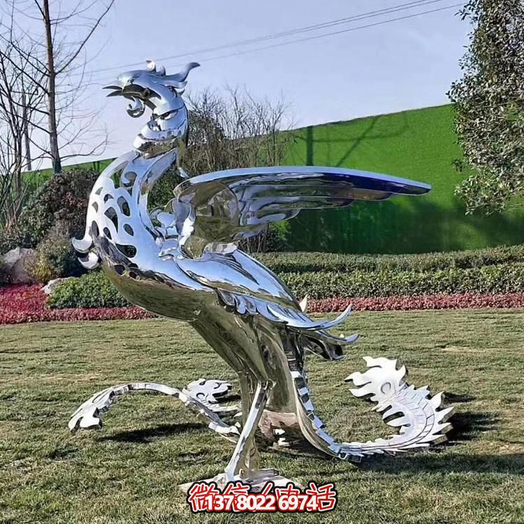 精美不銹鋼鳳凰雕塑，裝飾您的室外景觀