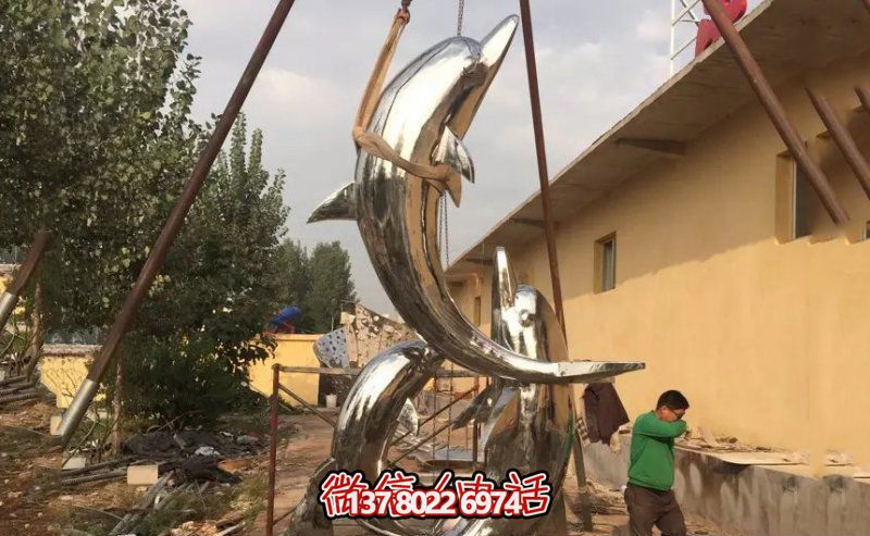 戶外園林?jǐn)[放大型不銹鋼海豚雕塑 戶外園林?jǐn)[放大型不銹鋼海豚雕塑